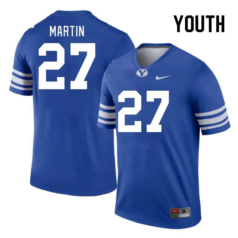 Youth #27 LJ Martin BYU Cougars College Football Jerseys Stitched Sale-Royal